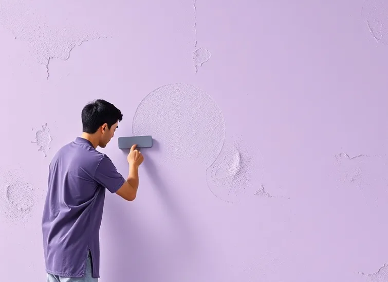 Application d'un enduit décoratif à la lisseuse sur un mur